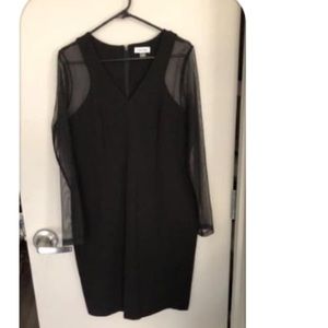 Calvin Klein Mesh Sleeved Black Dress